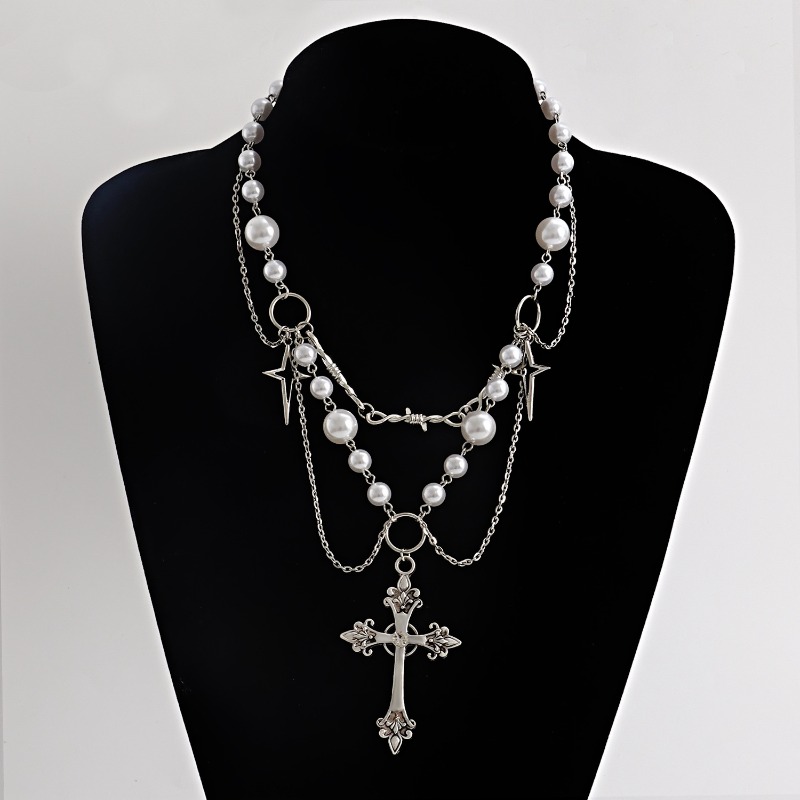 Pearl Choker Necklace Vintage - Punk kruisen hanger ketting gotische kruisen