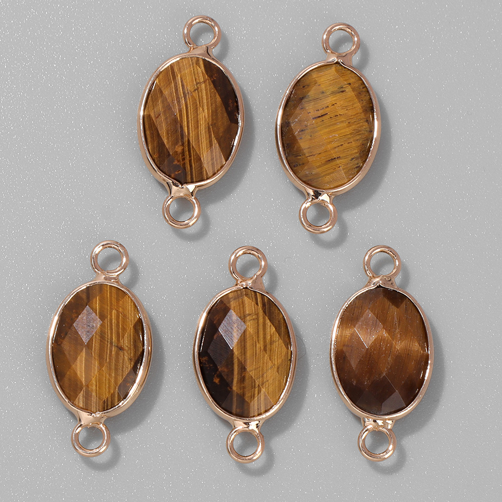 Crystal Pendant Necklace Natural Stone - 3 Stuks Gefacetteerde Natuursteen Hangers Tijgeroog