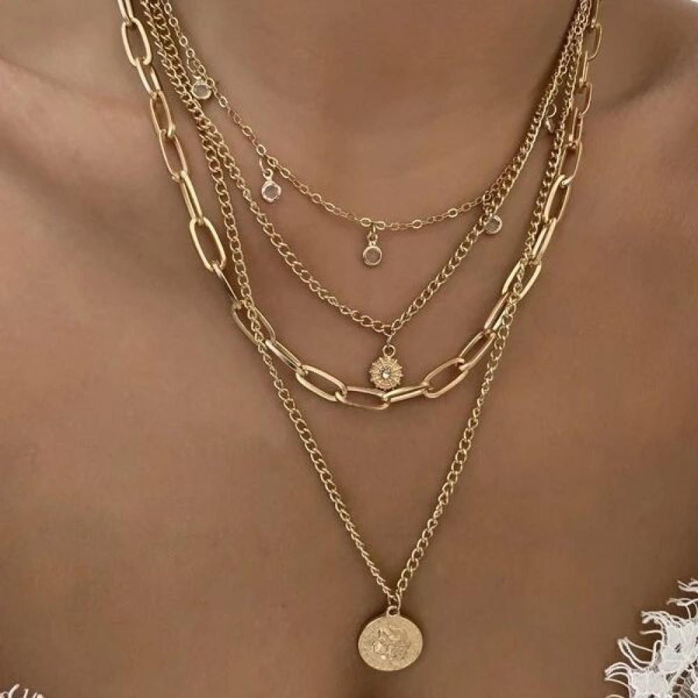 Layered Pendant Necklace Aesthetic - Bohemian stijl portret hanger ketting, modieus