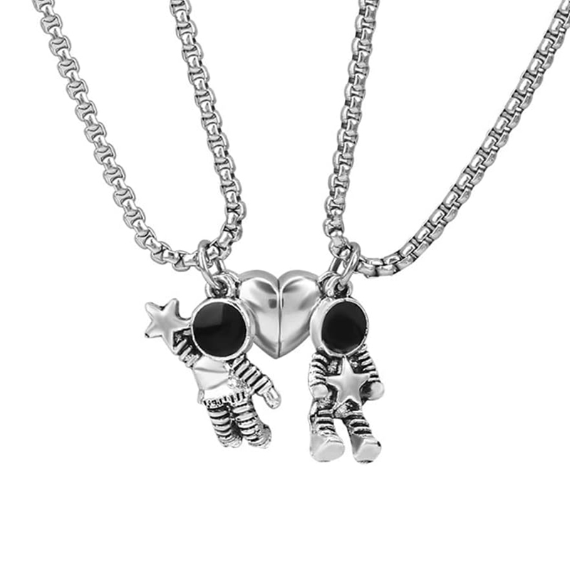 Magnetic Couple Matching Necklaces - 2 Stuks Astronomie Spaceman Matching Magnetische