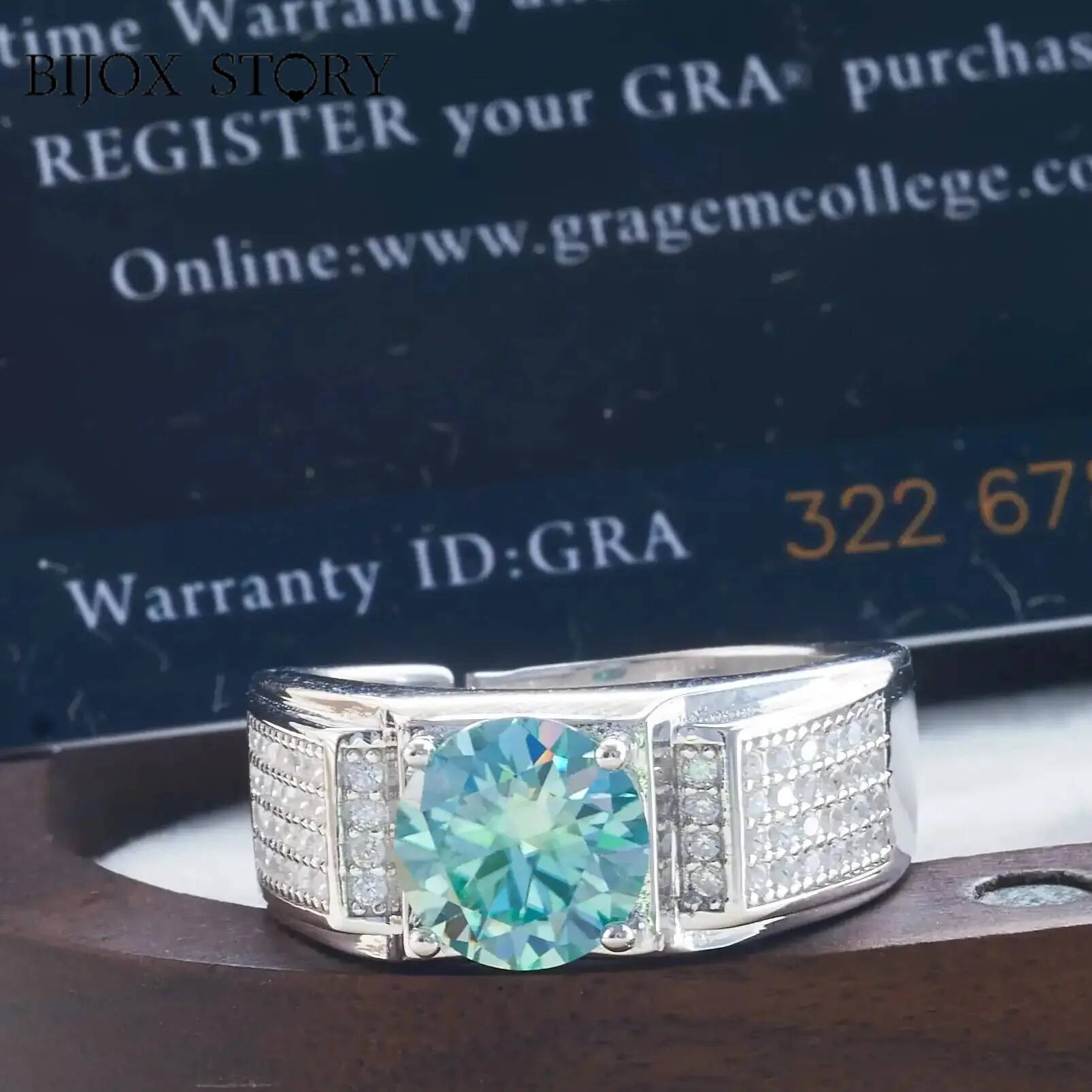 Moissanite Engagement Ring 1 Carat - 1 Karaat Natuurlijke Blauwe Kleur Moissanite
