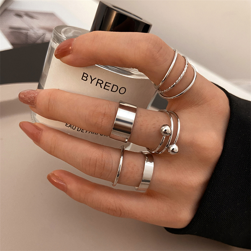 Vintage Punk Knuckle Rings Set - Metalen Kraal Punk Ring Set Sliver