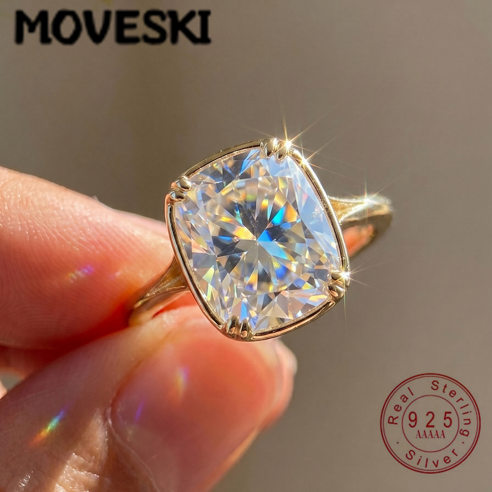 Moissanite Engagement Ring 1 Carat - S925 Sterling Zilver 1 Karaat Vierkante