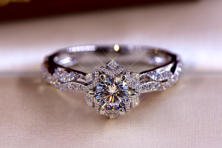 Moissanite Engagement Ring 1 Carat - Holle Bloemenster S925 Sterling Zilveren Ring
