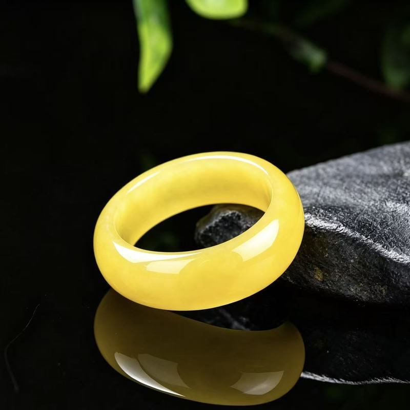 Rings - Echte A-klasse jadeietring met volledig gele
