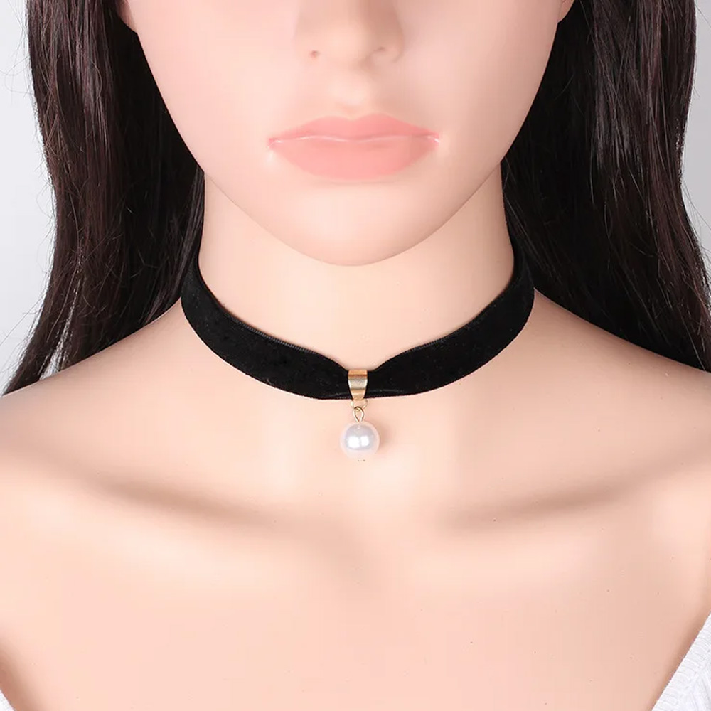 Pearl Choker Necklace Vintage - Eenvoudige vintage parel choker korte zwarte
