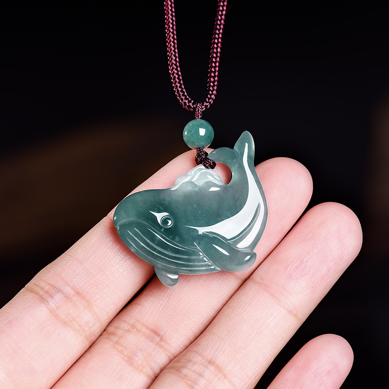 Necklaces - Natuurlijke Birmese Jadeiet Walvis Hanger Ketting