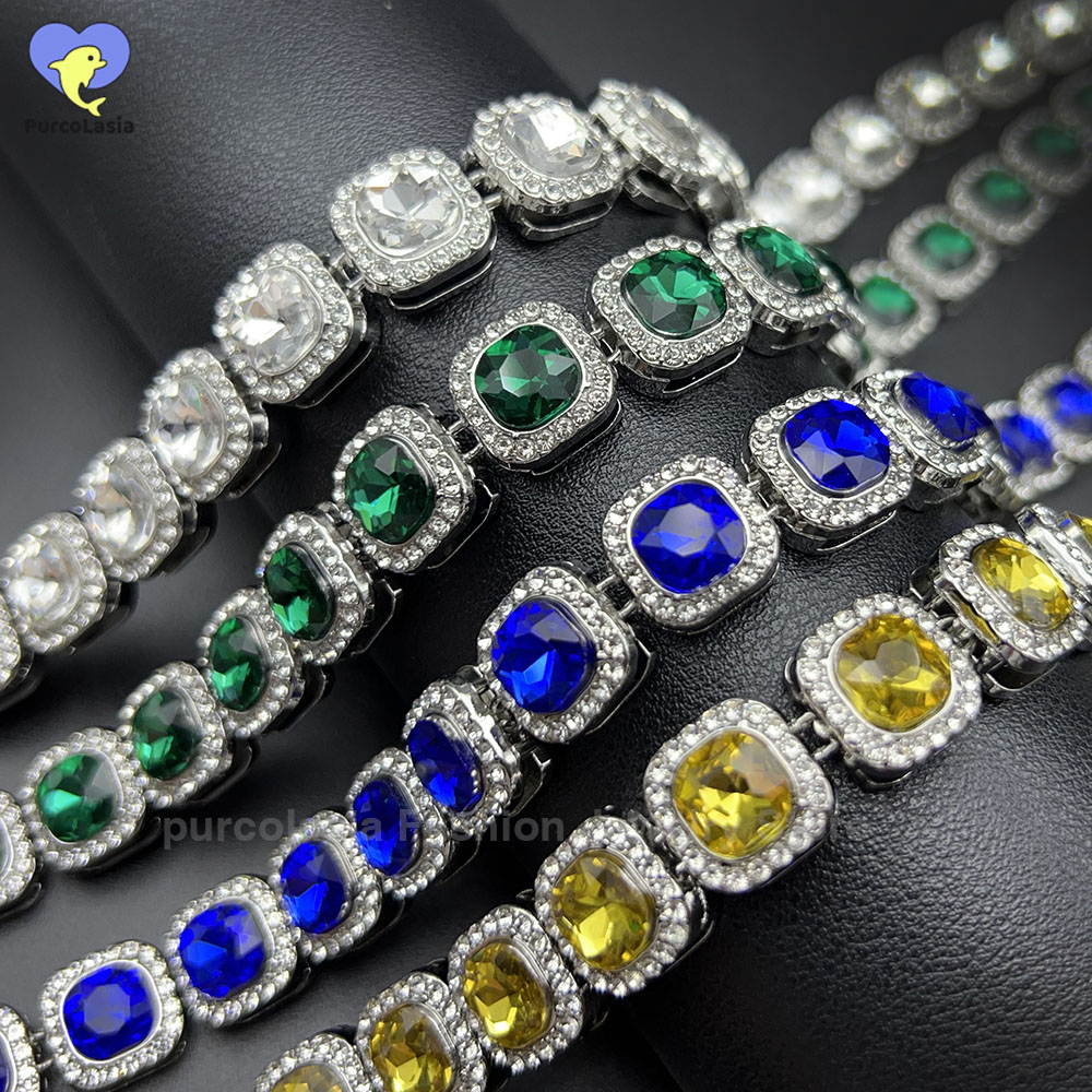 Cuban Link Chain 12Mm - Briljante Multi Kleuren Iced Out Armband