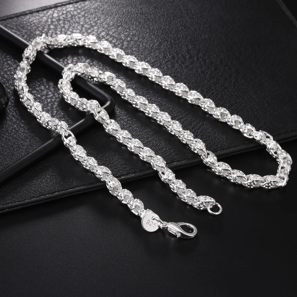 925 Sterling Silver Chain Necklace Men - Hot charms 925 Sterling Zilver 5MM