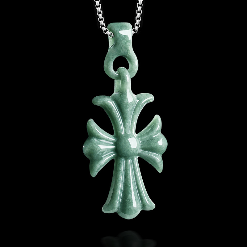 Necklaces - Natuurlijke Birmese Jadeïet kruis hanger ketting