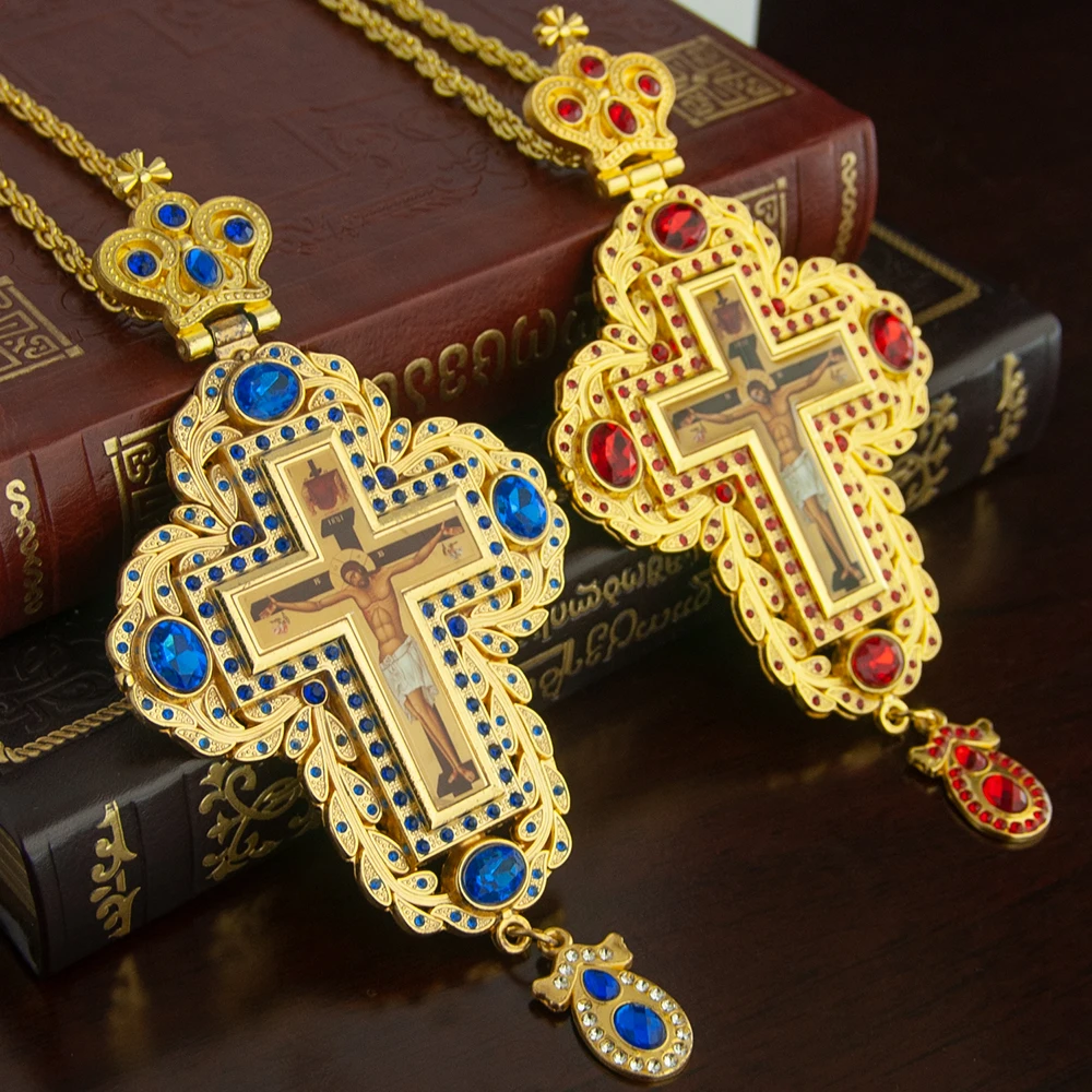 Cross Pendant Necklace Gold - HTISOK Orthodoxe bisschop borstkruis hanger zinklegering