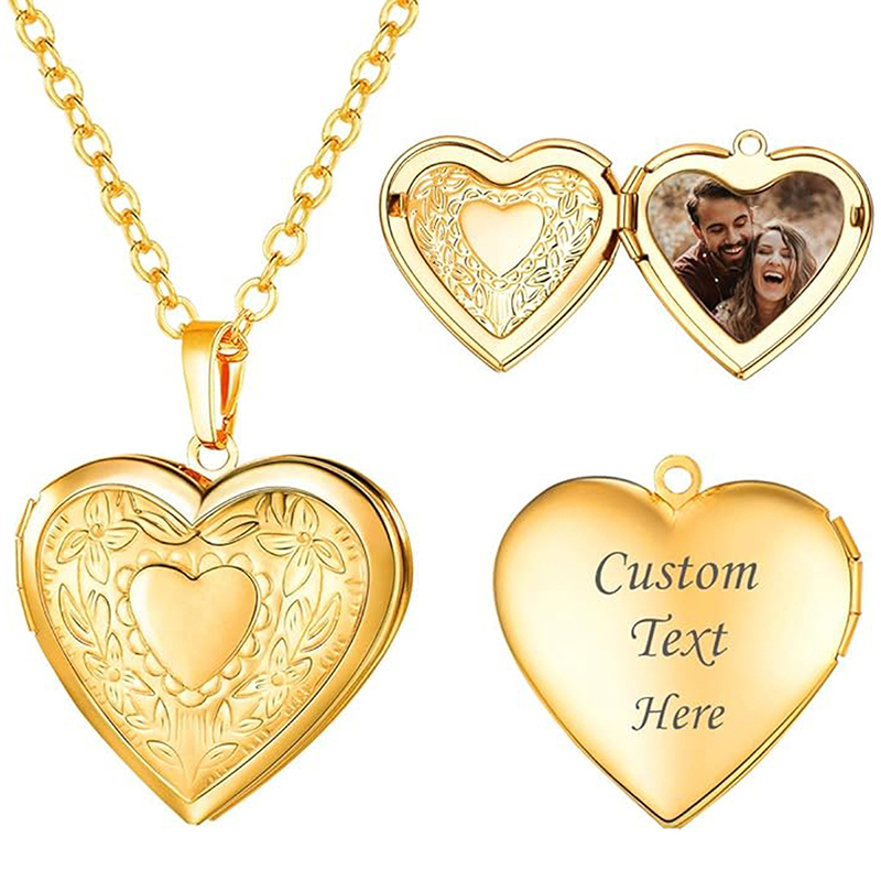 Heart Locket Necklace Photo - Gepersonaliseerde hanger met foto en tekst,