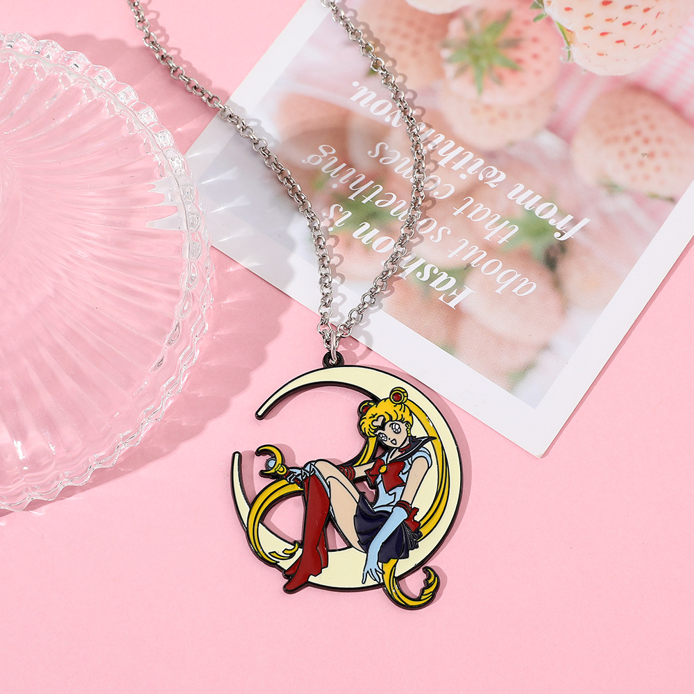 Anime Pendant Necklace - Zoete Anime Metalen Emaille Ketting Maan