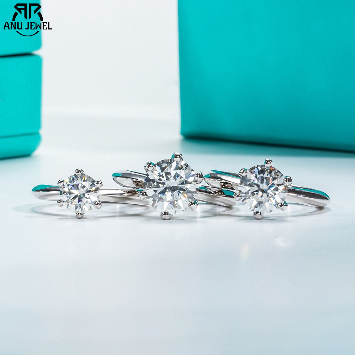 Moissanite Engagement Ring 1 Carat - AnuJewel 1ct 2ct 3ct 5ct verlovingsring