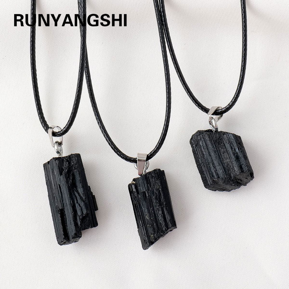 Crystal Pendant Necklace Natural Stone - 1 ST Natuurlijke Kristal Zwarte Toermalijn