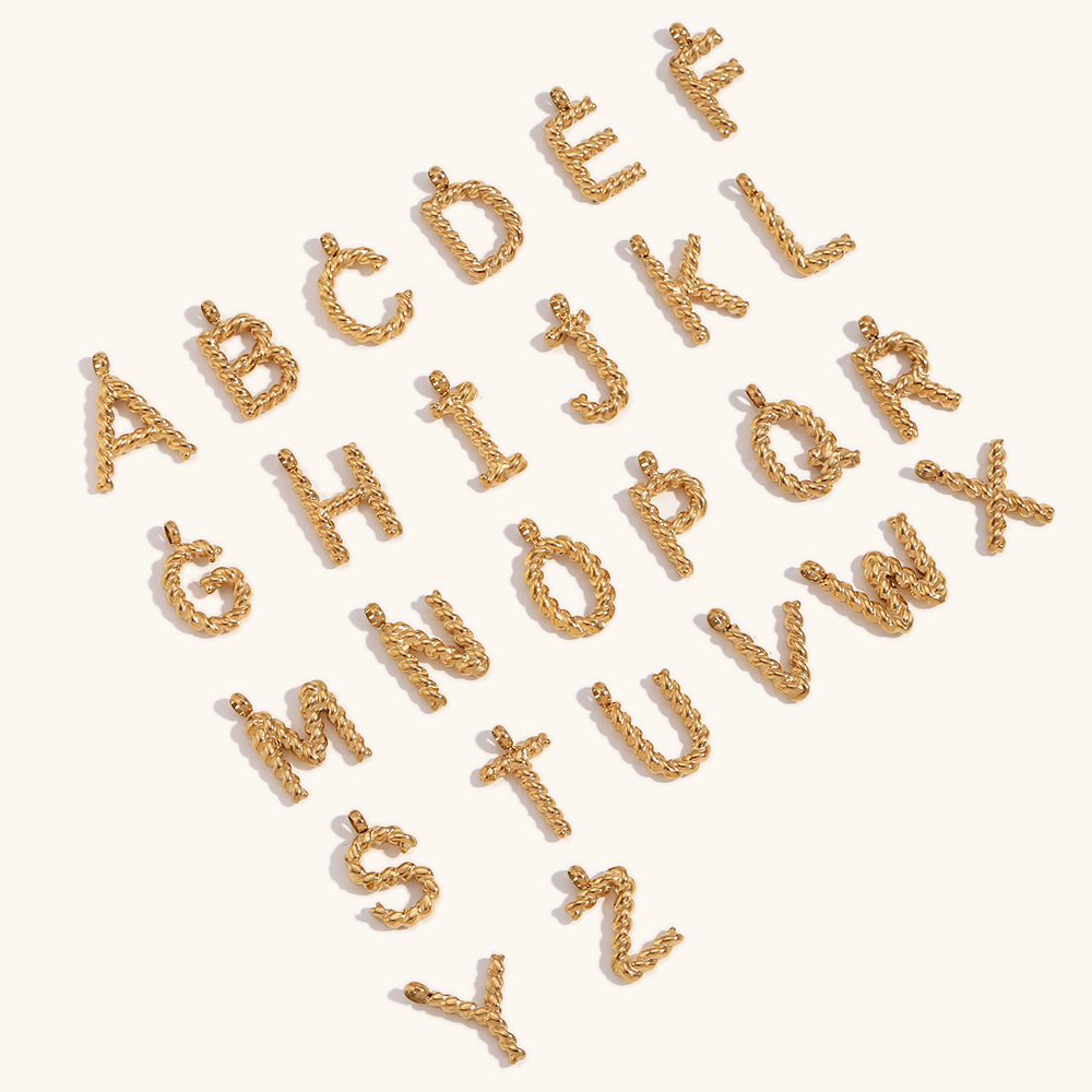 Initial Letter Necklace 18K Gold - Gepersonaliseerde 3D-letterketting Aangepaste beginletter Mini gedraaide