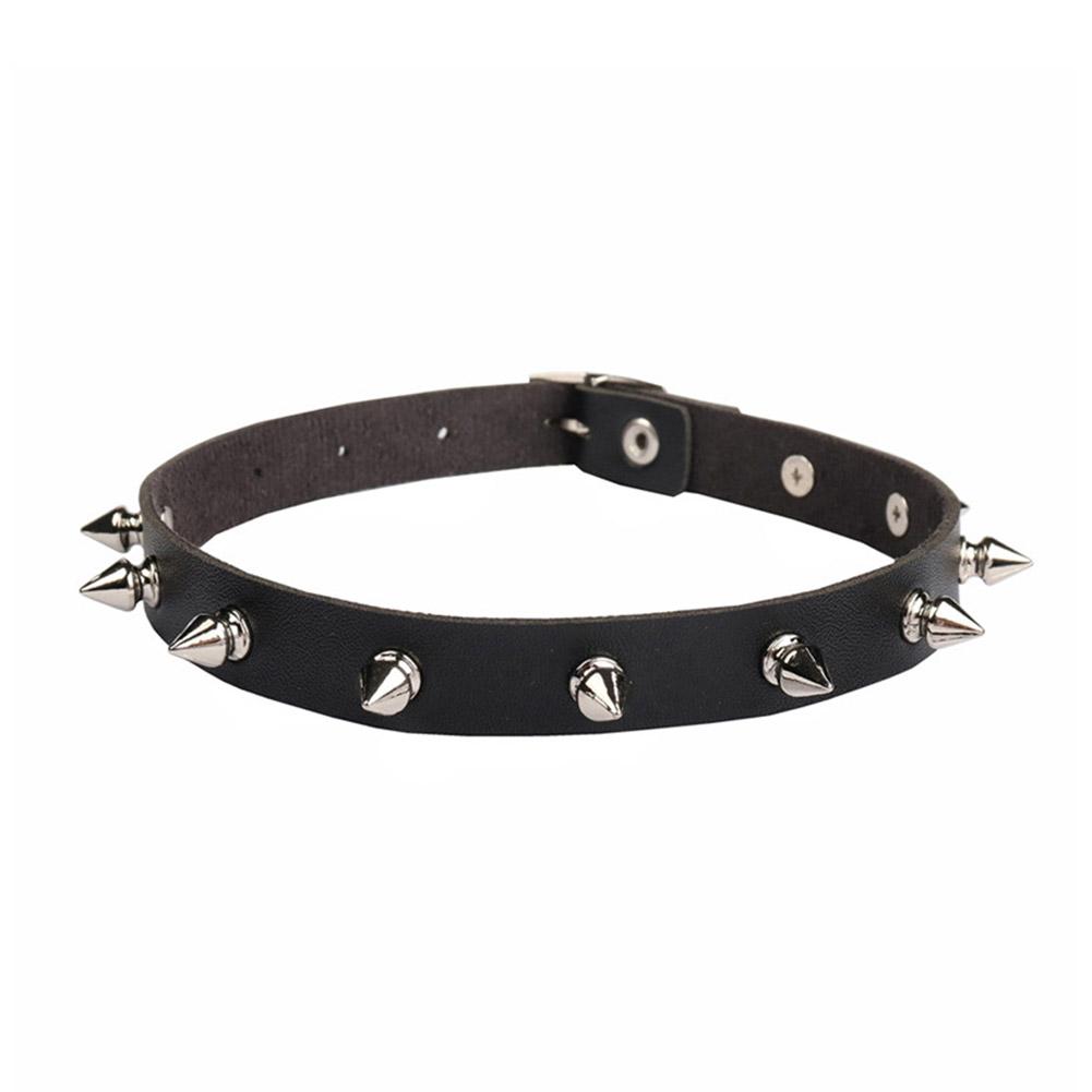 Goth Punk Spike Choker - Zwarte PU Lederen Choker Ketting Voor