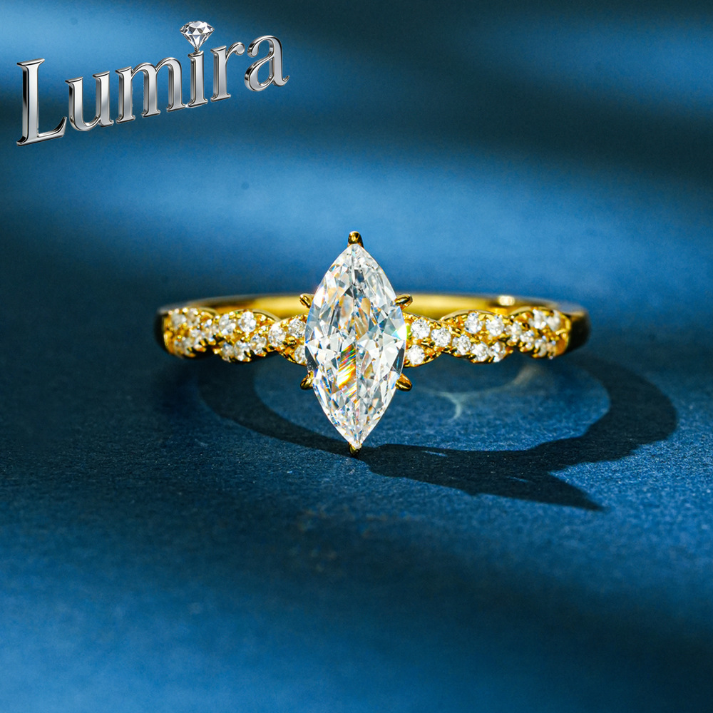 Moissanite Engagement Ring 1 Carat - Lumira 100% 18K gouden marquise 1-karaats