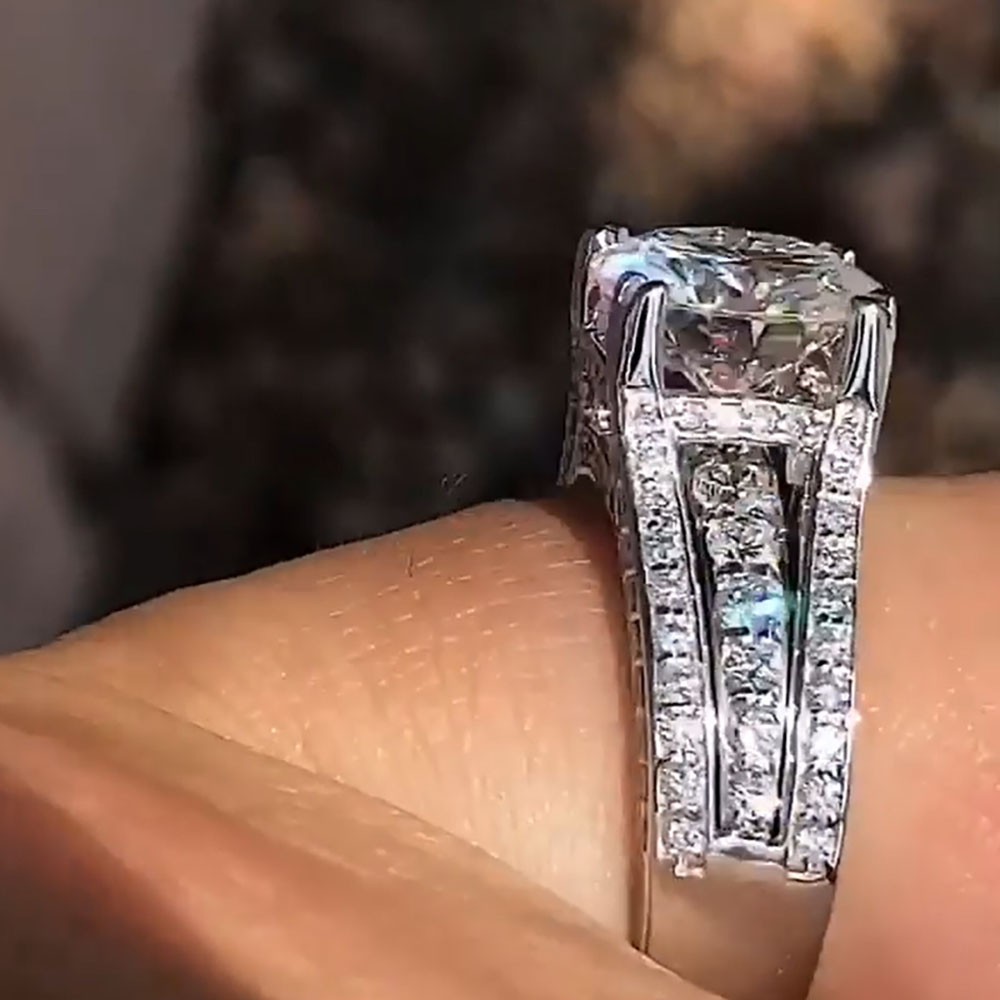 Aangepaste massief 14K witgoud - Moissanite Engagement Ring 1 Carat recensie en prijs
