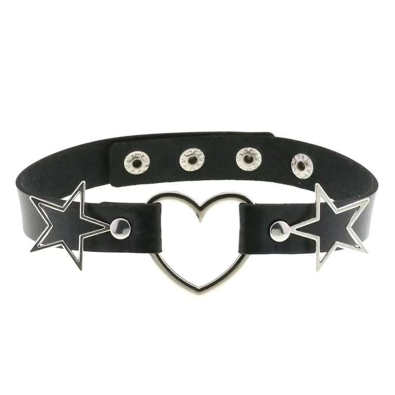 Decopunk Punk PU Leer Hart Ste - Goth Punk Spike Choker recensie en prijs