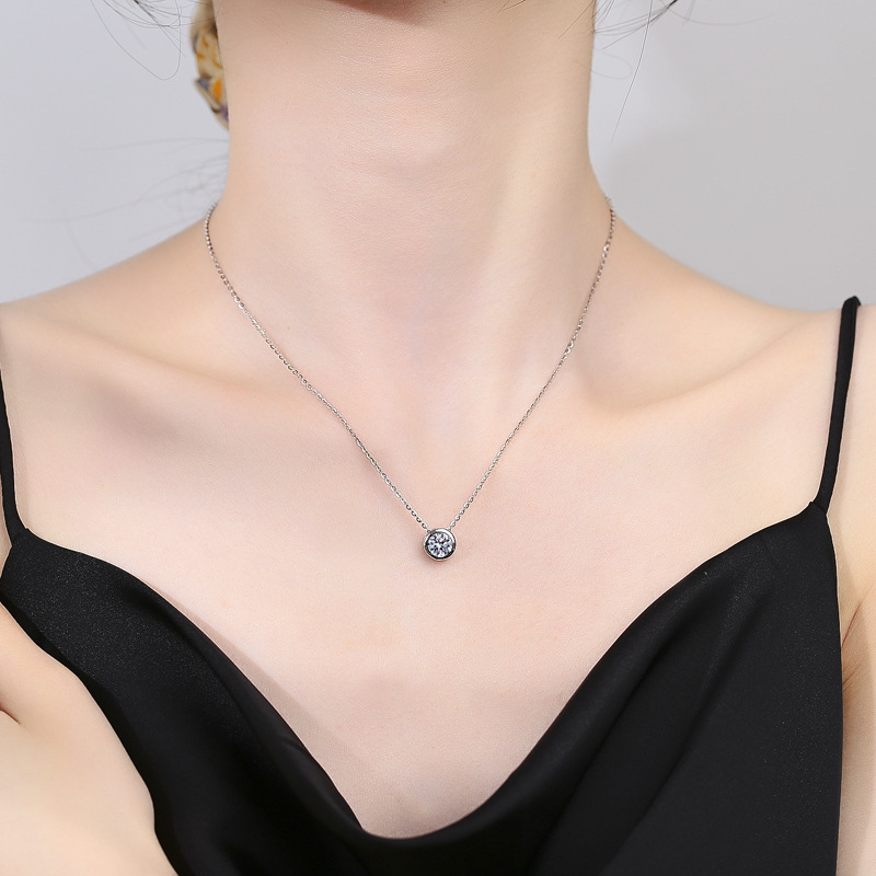 1ct 2ct 3ct D VVS1 Bezel Moiss - 925 Sterling Silver Chain Necklace Men recensie en prijs
