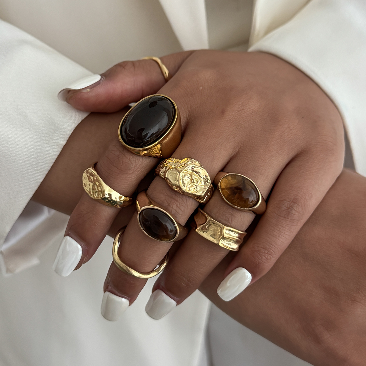 8 stks/set Vintage Amber Stras - Vintage Punk Knuckle Rings Set recensie en prijs