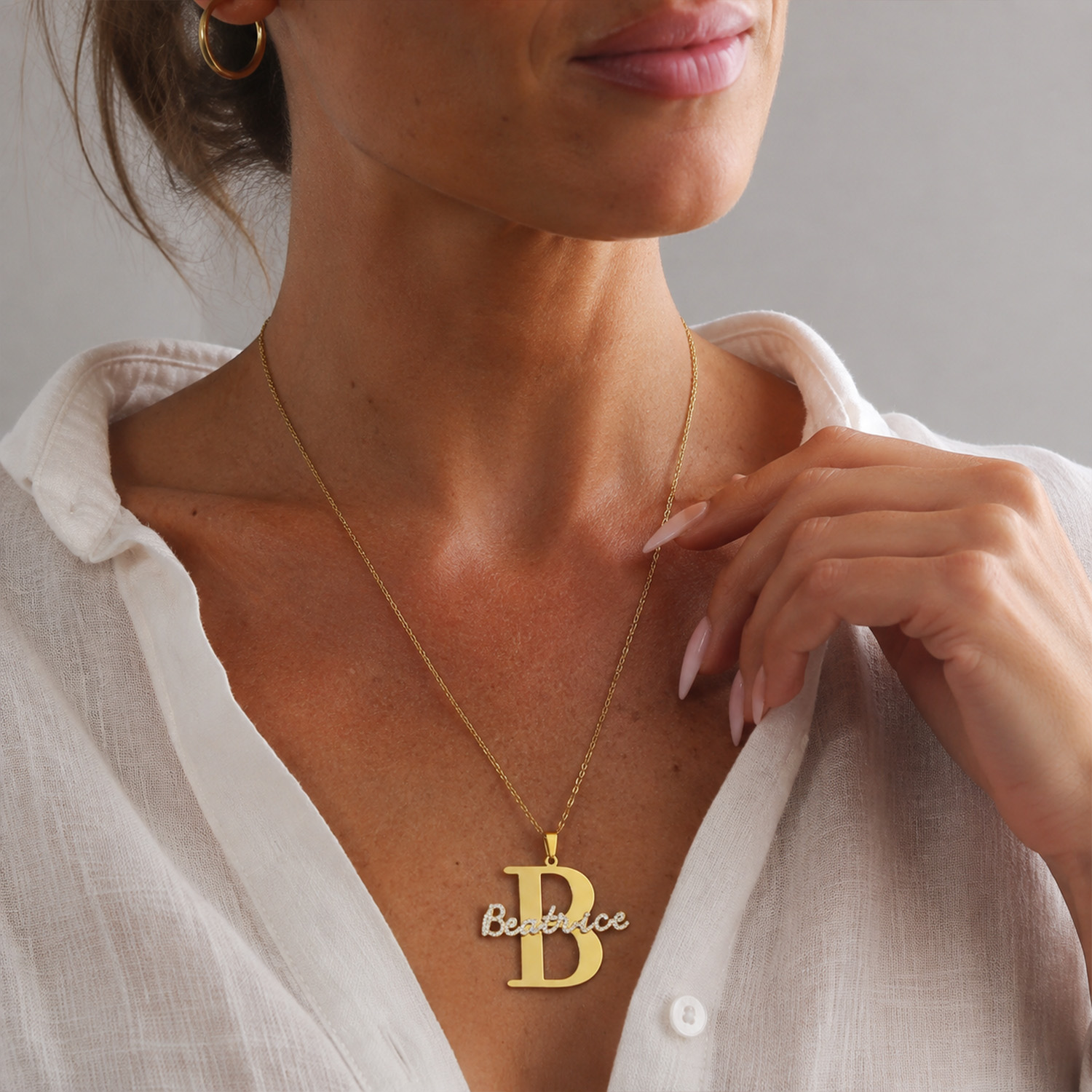 Qitian Custom Diamond Naam Ini - Initial Letter Necklace 18K Gold recensie en prijs