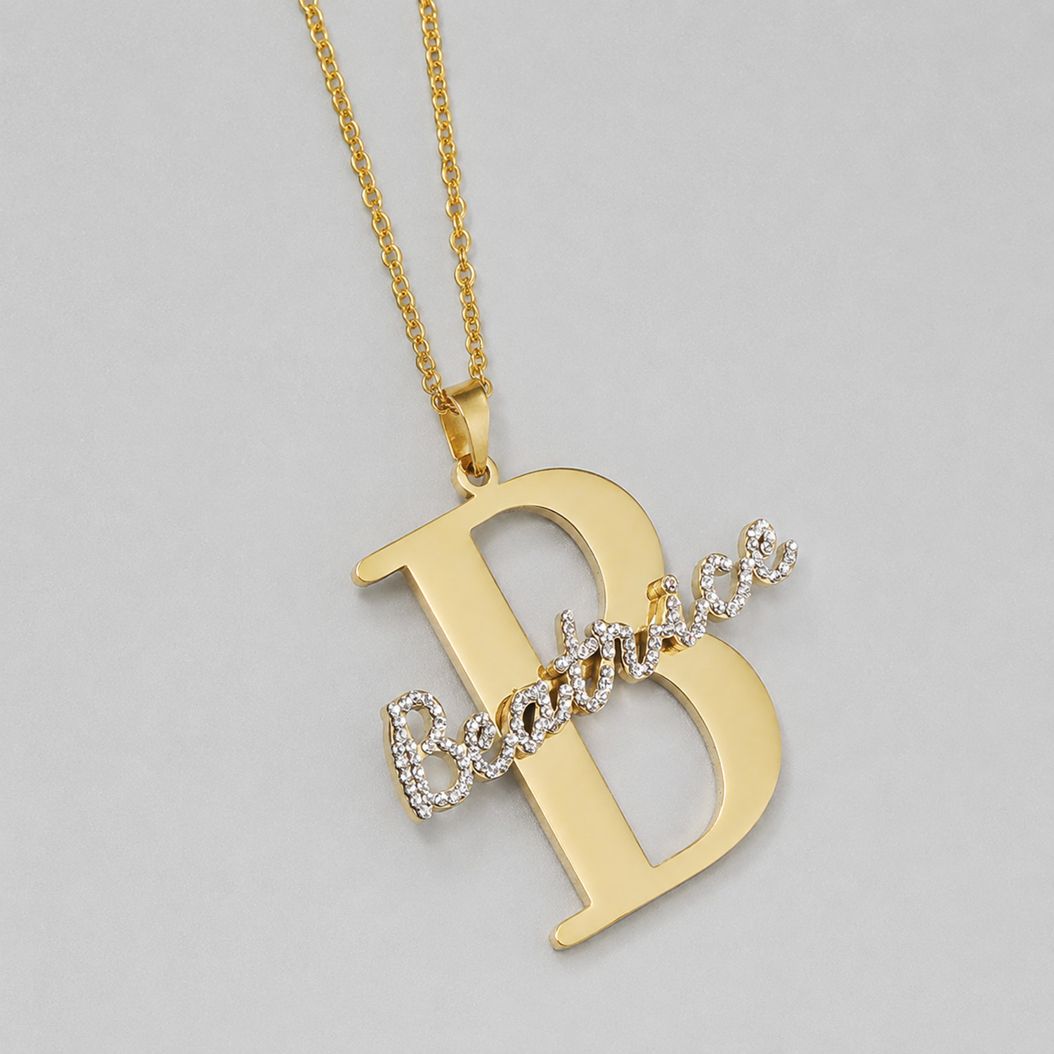 Qitian Custom Diamond Naam Ini - Initial Letter Necklace 18K Gold recensie en prijs