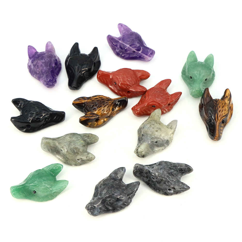 40mm Wolf Head Stone Hanger Na - Crystal Pendant Necklace Natural Stone recensie en prijs