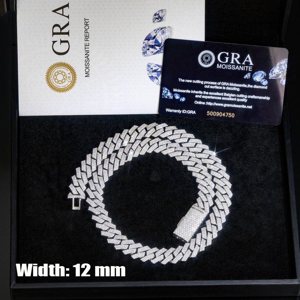 12mm 3-rijige Moissanite Iced  - Cuban Link Chain 12Mm recensie en prijs