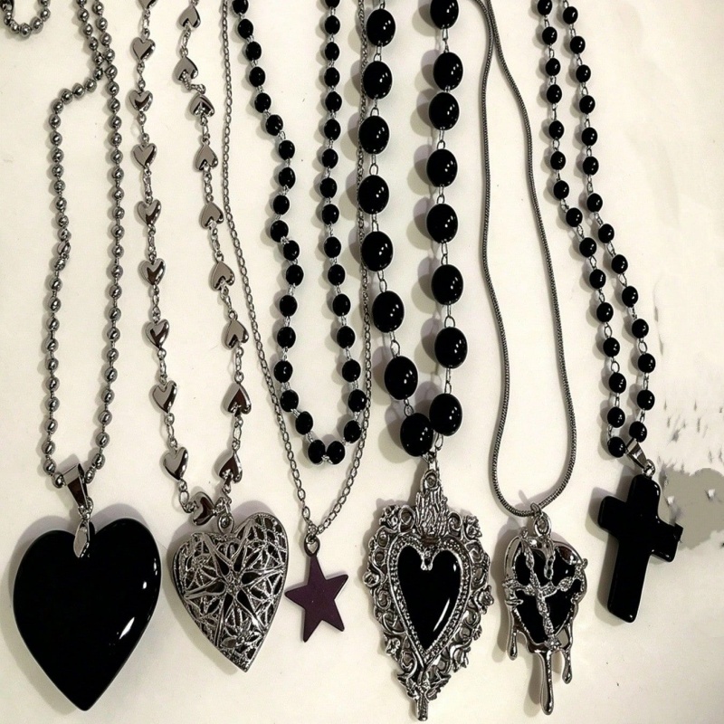 6-delige gotische gelaagde ket - Layered Pendant Necklace Aesthetic recensie en prijs