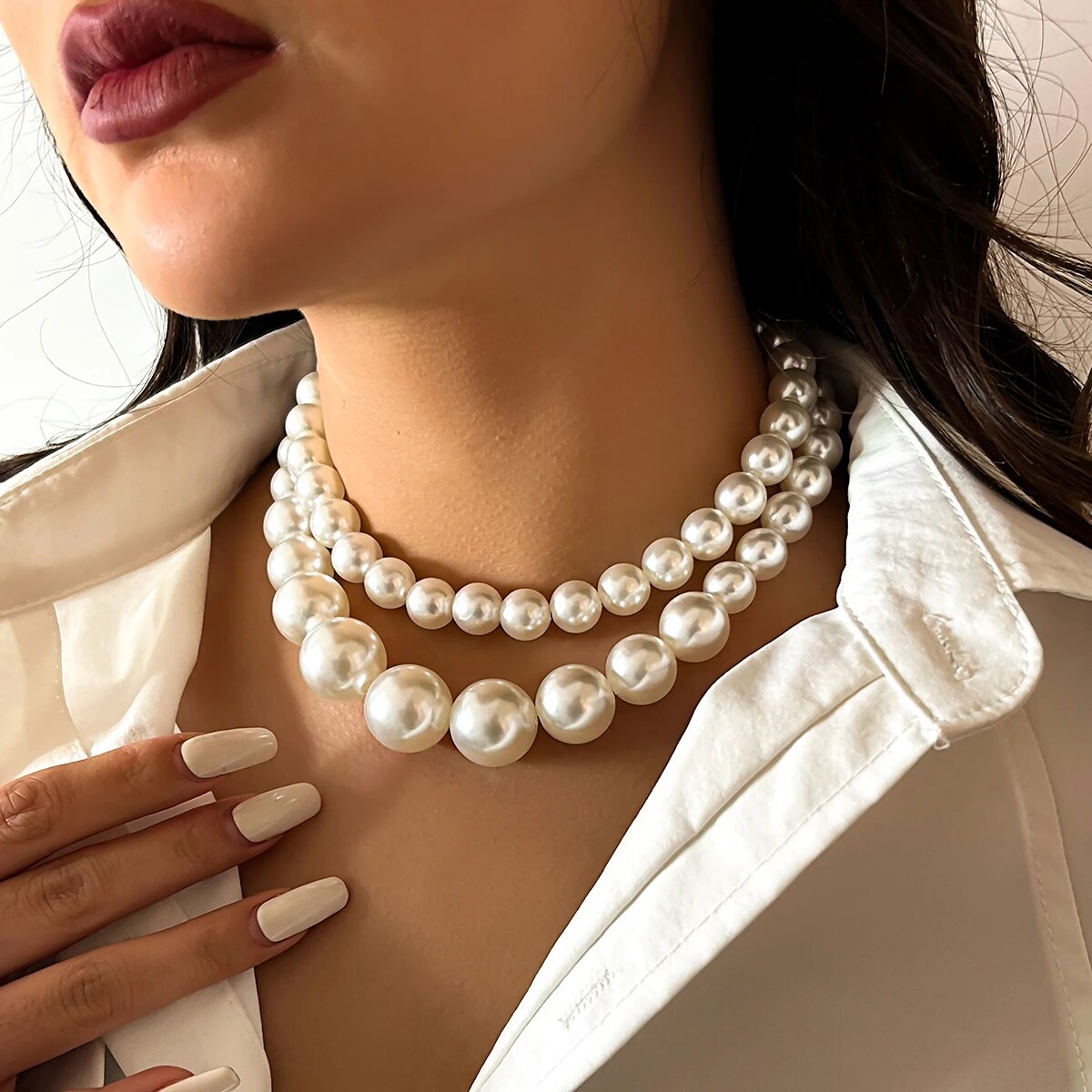 2 stks/set Overdreven Grote Im - Pearl Choker Necklace Vintage recensie en prijs