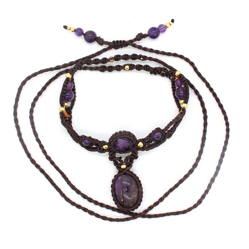Kristal Gevlochten Macrame Ste - Crystal Pendant Necklace Natural Stone recensie en prijs