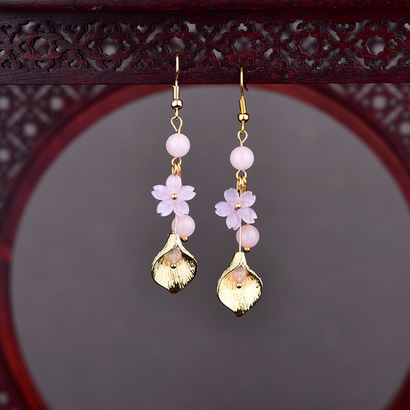 Roze natuurlijke jade bloem oo - Earrings recensie en prijs