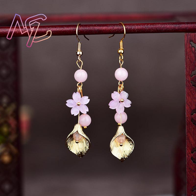Roze natuurlijke jade bloem oo - Earrings recensie en prijs