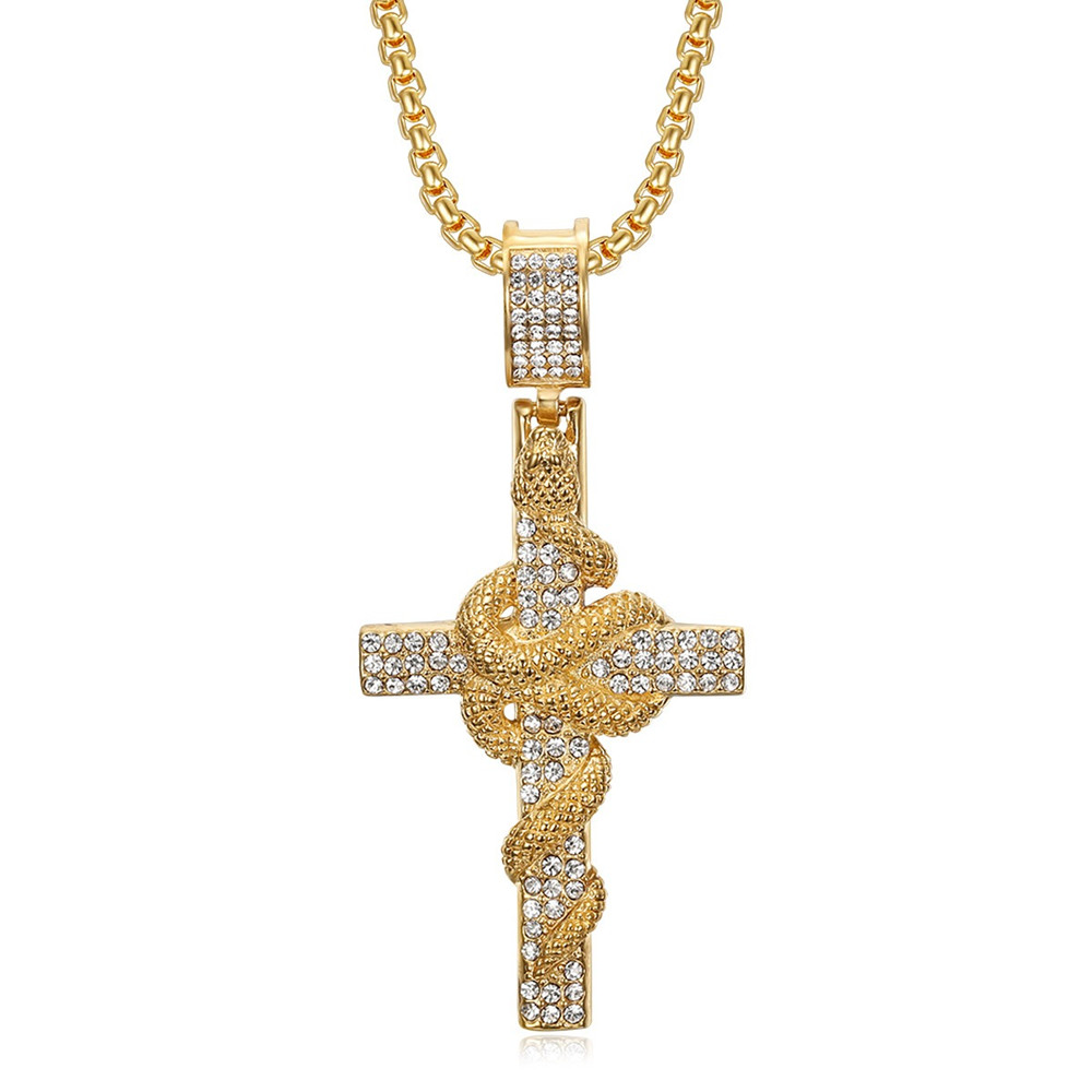 Slangpatroon gesneden roestvri - Cross Pendant Necklace Gold recensie en prijs