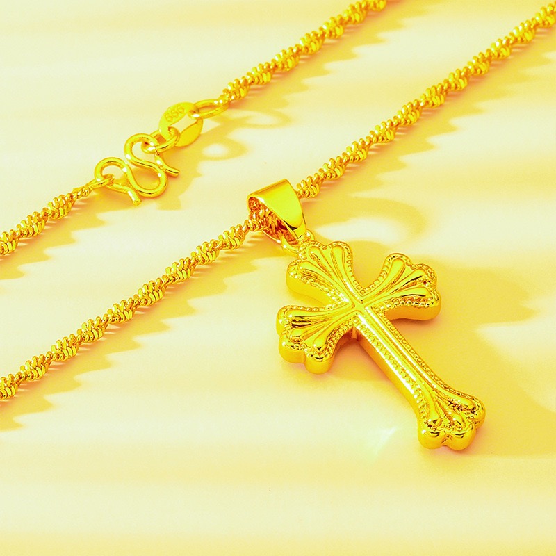 9999 24K echt gouden klassieke - Cross Pendant Necklace Gold recensie en prijs