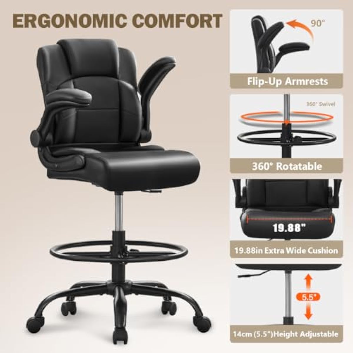 Ergonomische, hoge kruk voor g - Rings recensie en prijs