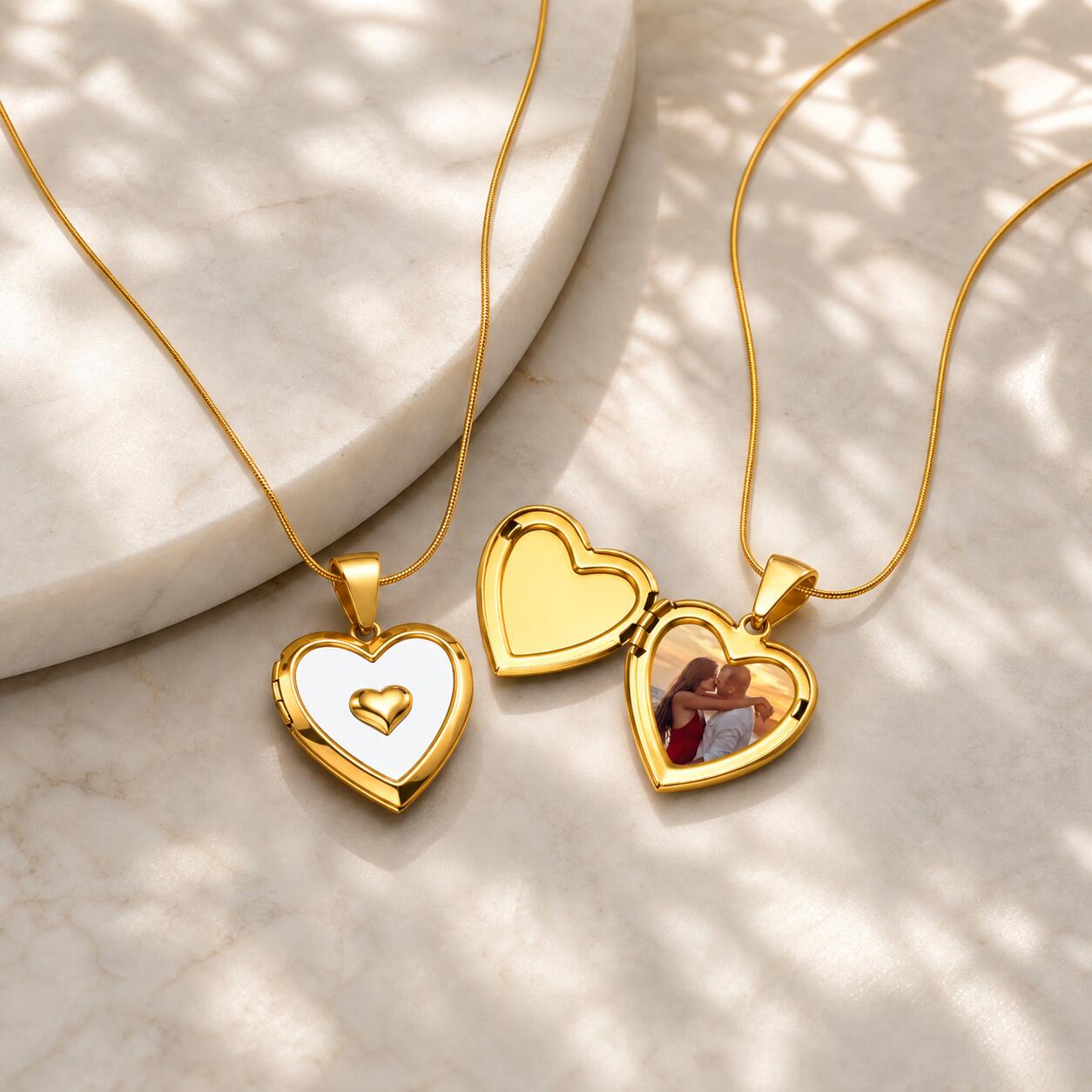 Gepersonaliseerde ketting met  - Heart Locket Necklace Photo recensie en prijs