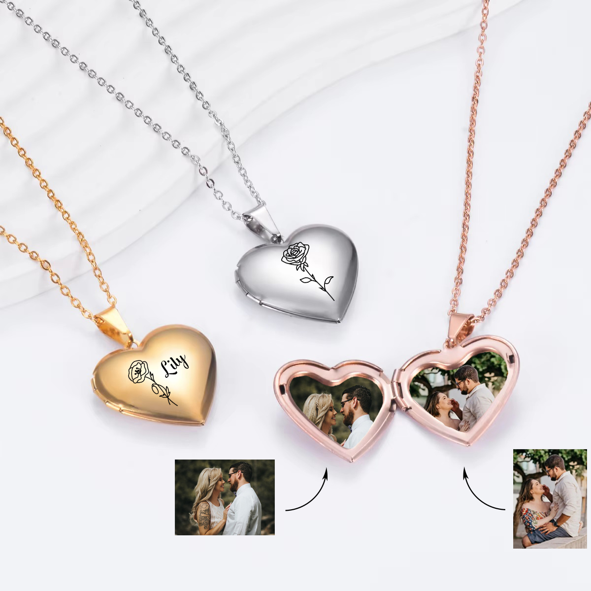 Aangepaste gepersonaliseerde h - Heart Locket Necklace Photo recensie en prijs