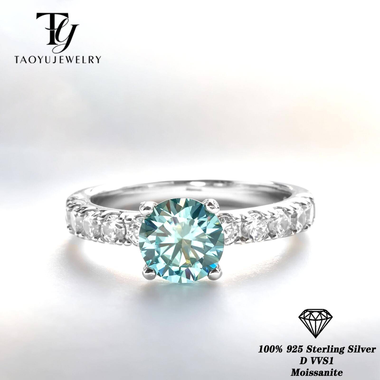Klassieke 1 Karaat Blauwe Mois - Moissanite Engagement Ring 1 Carat recensie en prijs