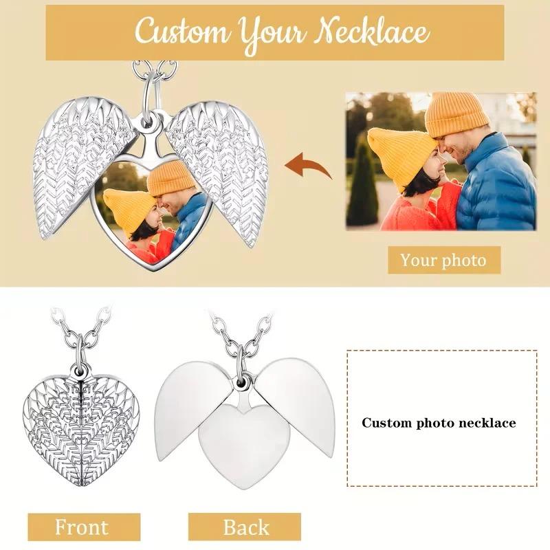 Aangepaste foto hart medaillon - Heart Locket Necklace Photo recensie en prijs