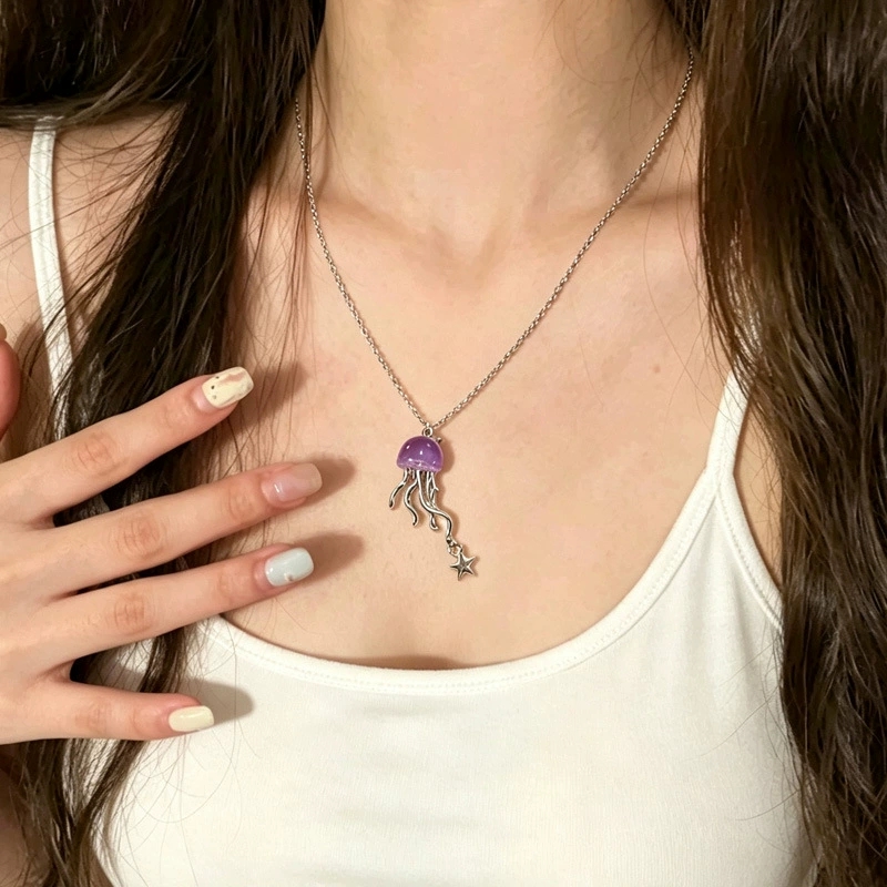 Leuke Paarse Kwallen Oceaan St - Layered Pendant Necklace Aesthetic recensie en prijs