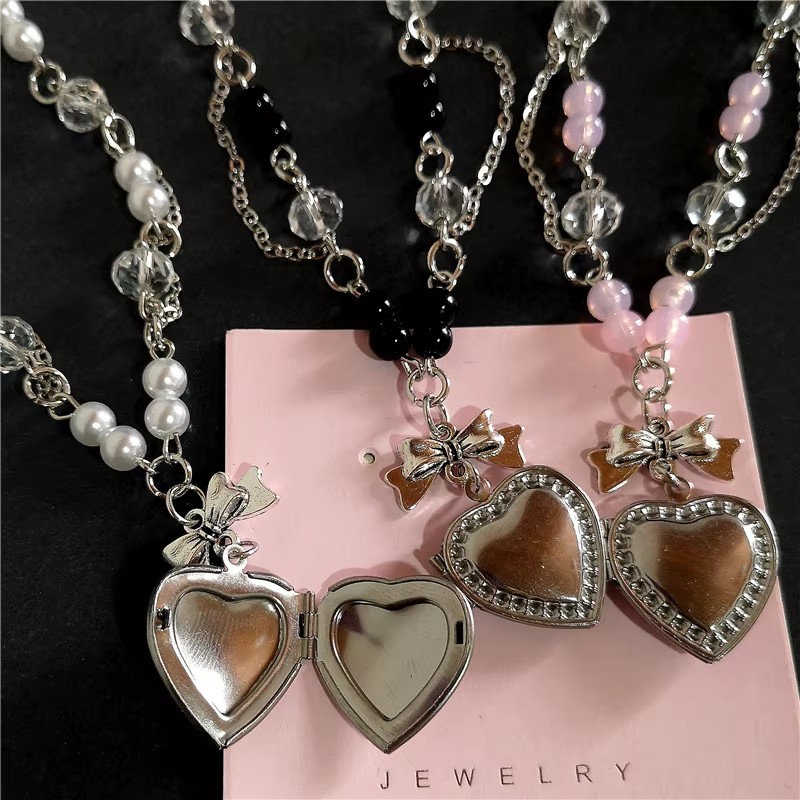 Goth Y2K Hart Medaillon Hanger - Heart Locket Necklace Photo recensie en prijs