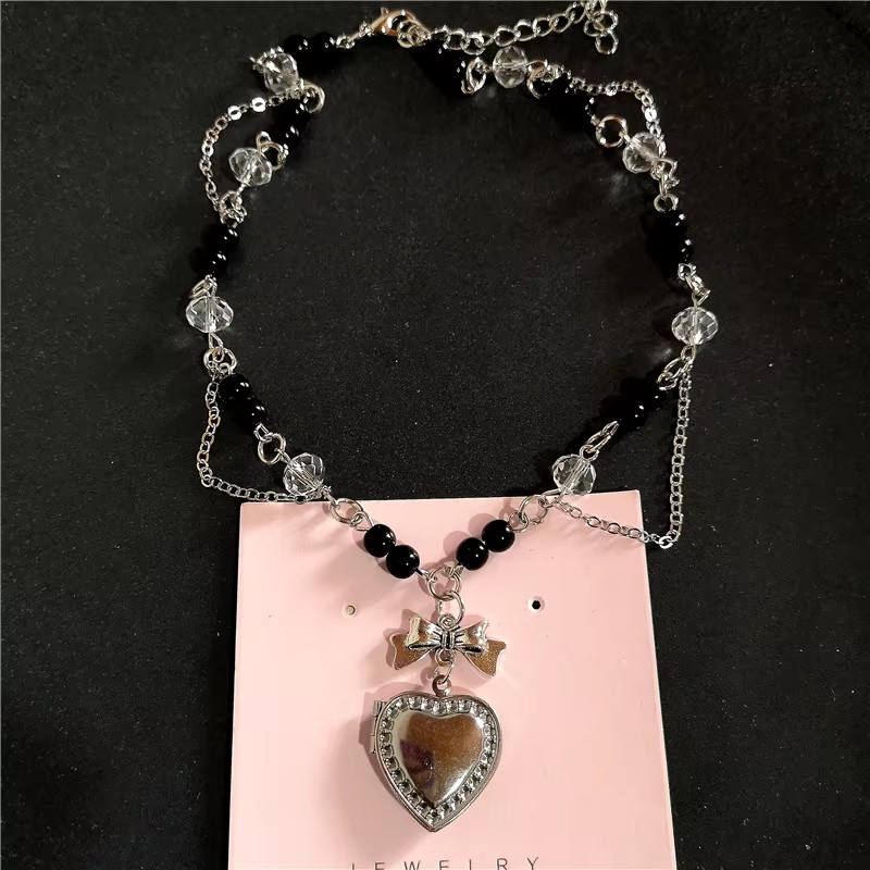 Goth Y2K Hart Medaillon Hanger - Heart Locket Necklace Photo recensie en prijs