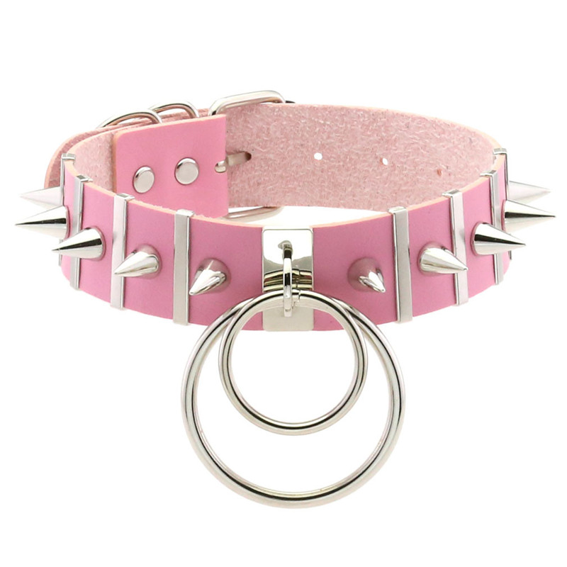 Roze bondage spike choker nek  - Goth Punk Spike Choker recensie en prijs